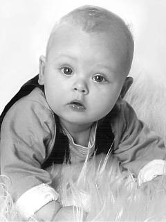 schwarz-weiß Portrait eines Babys