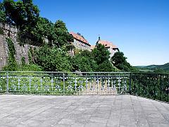Ansicht der Burgmauer vom alten Schloss in Dornburg